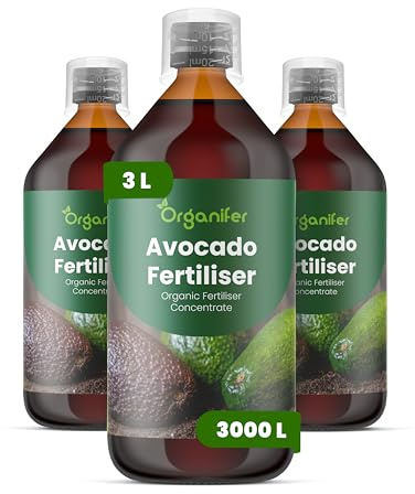 Organifer Engrais Liquide pour Avocatier, 3x1L, Organique, Favorise Racines Fortes et Feuilles Saines