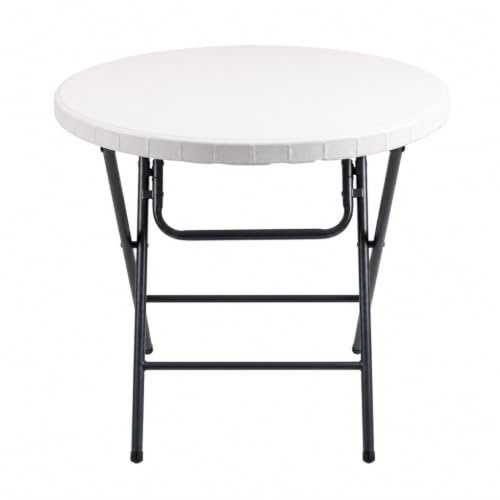 Mueblo Mesa Plegable Redonda portátil para Eventos y Camping con Estructura metálica y Tablero Blanco