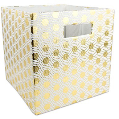 DII Collapsible Polyester Storage Cube, Honeycomb, Gold, Large