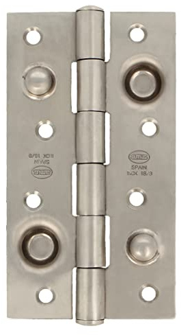 Amig - Bisagra de Seguridad - 150 x 82 x 3 mm - Cantos Cuadrados - Remate Plano - Sujeta Puertas de Entrada con Firmeza - Acero Inoxidable 18/8 Plateado Mate
