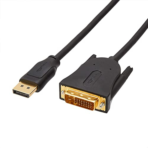 Amazon Basics 10-Pack DisplayPort to DVI Cable, 1920x1080p, 1080@60Hz, Gold-Plated Plugs, 6 feet, Black