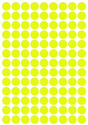 234 Klebepunkte, 20 mm, Neon gelb, aus PVC Folie, Markierungspunkte, Punkt, Vinyl, leuchtend, rund, selbstklebend