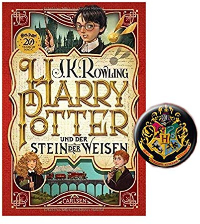 Carlsen Verlag Harry Potter und der Stein der Weisen (1. Band, Gebundene Ausgabe) + 1x original Harry Potter Button