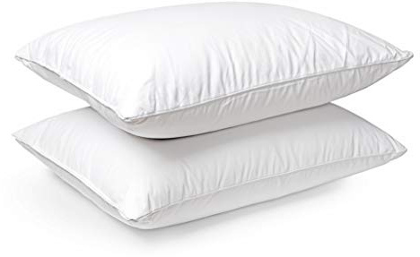 Zisa Dreams Luxury Collection Down and Feather Pillow | Hypoallergenic, Extra Loft for Best Head/Neck Support, 100% Dual-Layered Cotton | Set of 2 Standard Pillows