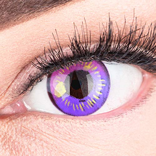 Farbige Lila Kontaktlinsen Anime Violet Circle Lenses Heroes Of Cosplay Stark Deckend Ohne Stärke mit gratis Linsenbehälter