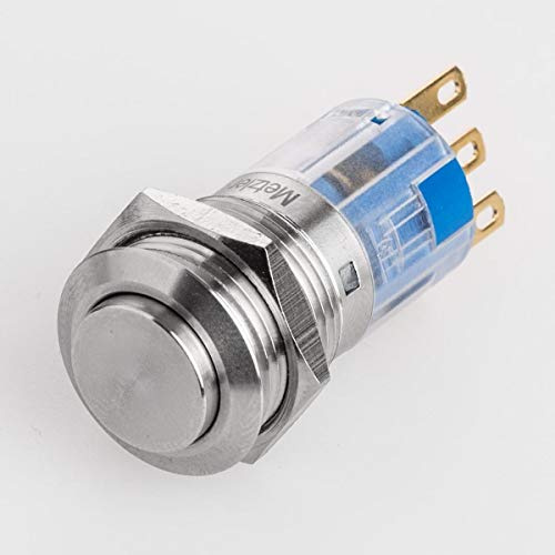 Hervorstehender Druckschalter - Durchmesser Ø 19 mm - aus V2A Edelstahl - staub- und wasserdicht nach IP67 Schutzstandard AC/DC - witterungsbeständig und langlebig