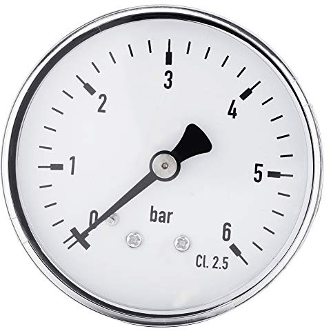 0-6 Bar Manometer, Druckmesser Wasser Mini Hochpräzisionsmanometer für Kraftstoff Luft Öl Flüssigkeit Wasser 0-6 bar 1/4 NPT Gewinde Druckmessgerät