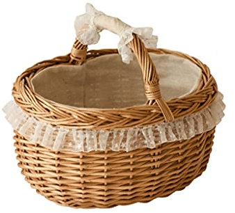 Picknickkorb mit großer Kapazität im Freien Weidenkorb mit Hand Picknickkorb Aufbewahrungskorb Snack Eimer gewebt Seegrass Picknickkorb Picknickkörbe Set Geschenk für Jungen Mädchen ( Color : B )