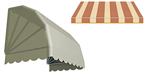 Generico Tenda da Sole Modello CAPPOTTINA a 4 Raggi Realizzata in Tessuto Acrilico Tempotest Parà, struttura bianca (200 x 80 cm) (mattone)
