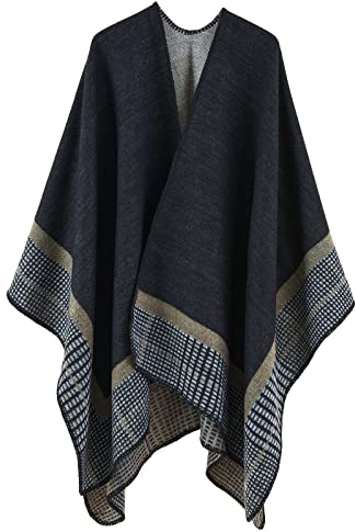 colornival Poncho da Donna Invernale Scialli Avvolgenti Caldo Sciarpa da in Maglia Mantello Alla Elegante Indossabile Coperta Lungo Cardigan Maglione Cappotti