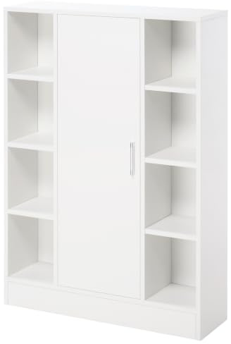 kleankin Boden-Badezimmerschrank 1 Holztür 71x22x100 cm Weiß