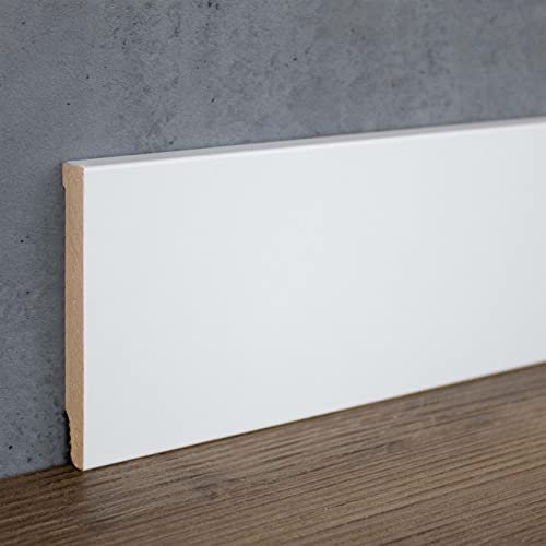 PROVISTON | plinthe MDF | bord carré | 10 x 80 x 2500 mm | en MDF mélaminé | blanc | proche de la couleur RAL 9016 | plinthe MDF classique | 25 m