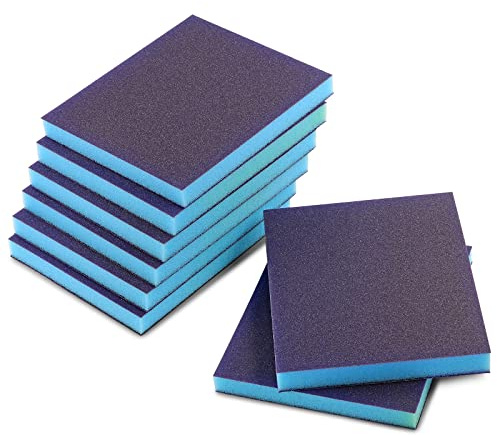 8Pcs 120 Grit Sanding Sponge, Jamiikury Fine Sanding Blocks Washable and Reusable, Wet Dry Sandpaper Sponge for Wood Metal FurniturePaint and Drywall