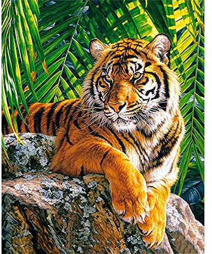 Diamond Painting Diamant Bilder Full Tiger 5D DIY Diamant Malerei Kinder Erwachsene Mosaik Strass Basteln Dekoration für Wohnzimmer oder Schlafzimmer Wall Décor 60x80cm/24x32inch Round Drill