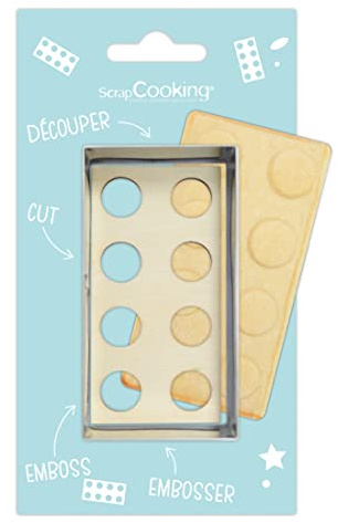 ScrapCooking - Kit Découpoir + Embosseur Bois Brique - Emporte-Pièce en Inox pour Biscuits en Relief - Moule Accessoires Pâtisserie Sablés Gâteau - 2096
