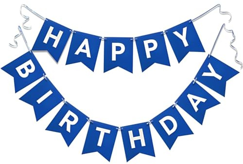 TOYVENTURES Navy Blue Happy Birthday Banner, Nautical Theme Party Supplies Garland Decorations Boy Birthday Signs Nursery Hanging Decor 13pcs