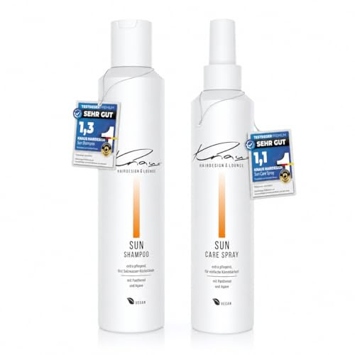Knaus Sun 2er Set Sommer-Haarpflege - Friseur After-Sun Shampoo und UV-Schutz Sun Care Spray mit Agave-Extrakt und Panthenol, für sonnenstrapaziertes Haar, vegan, gegen Chlor und Salzwassery