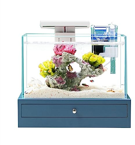 HASMI Aquarium Desktop Kleines Aquarium mit Sockel Heimdekoration Büro Desktop Aquarium Dekorationen Ökologische Landschaft Aquascape Ornamente