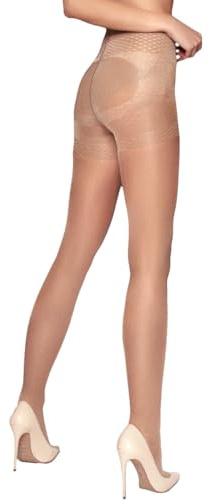 Charm and Attitude Natural Shaping Tights | Butt Lift Slimming Pantyhose Stockings Nylons - Natural, M