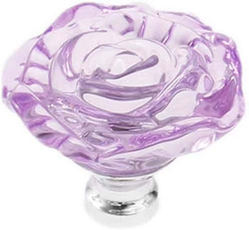 Kristall-Türgriffe, Griffe für Schränke, Schubladen, 1 Stück, rote Rosenform, Kristallglas, Schrankknauf, Schubladengriff, ideal für Schränke, Küchen- und Badezimmerschränke, Fensterläden usw. (Farbe