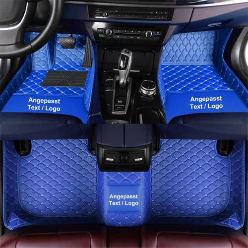 Anpassen Fußmatten für Ford Focus Kuga Modeo Ranger Fiesta Mustang F150 Transit,PU-Leder Allwetter rutschfeste wasserdichte Auto Fussmatten Set (Blau)