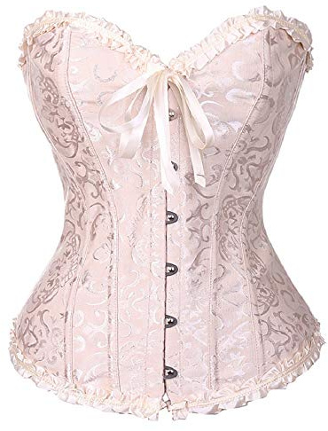 Bslingerie® Gotisk blommig överbystkorsett med spets, för kvinnor, BEIgE, L