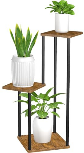 Pflanzenständer für den Innenbereich, Pflanzenregal aus Holz, Pflanzenregal für mehrere Pflanzen, 3 Ebenen, Leiter, Pflanzenhalter für Wohnzimmer, Terrasse, Boho, Heimdekoration für Gartenarbeit