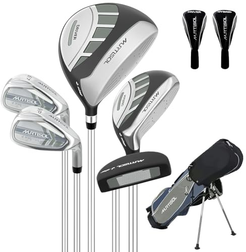 XDriveMax 6 Teilige Komplettes Golfschläger Set, Golf Set Inklusive Stand Bag, 1# Drive, 5# Hybrid, 6/7#, 9/P# Eisen und Putter Rechtshänder