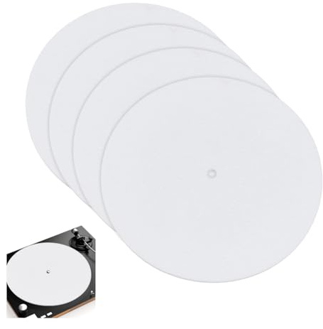 NBEADS 4 pz Tappetino per Giradischi, Tappetino per Piatto Giradischi Da 18.5cm Siliconica Piatto per Giradischi Tappetino per Giradischi in Feltro per Giradischi Domestici, Bianco
