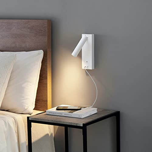 KOSILUM - Applique LED liseuse avec port USB - Tofino - Lumière Blanc Chaud Eclairage Salon Chambre Cuisine Couloir - - 210 lm - LED intégrée - IP20
