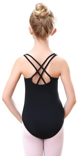 Kefiyis Body nero per ragazze, body da balletto, canotta, danza, ginnastica, abbigliamento da danza per 3-13 anni, Nero , 140