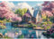 DAERLE 5D Diamond Painting Garten mit Kirschblüte, Diamant Painting Bilder Landschaft, Diamond Art Erwachsene DIY Diamant Kunst Malerei Stickerei Set Kreuzstich für Home Wand Dekor 40x30cm