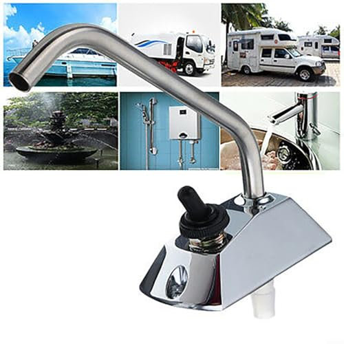Advokingtap 12V Electric Water Pump Tap Faucet 360 Degree Rotation, Metal Faucet Base, Stainless Steel Swing Spout, Suits All Size Boats, Caravans, Motorhomes, RV