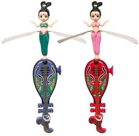 2 Pièces Jouets Volants pour -fée Dépliant, Jouets Volants pour Âgés De 4 À 8 Ans-Jouets Soucoupes Volantes Jouet Fée Disques Volants Fée Dunhuang – Avion Libellule en Bambou, Jouet