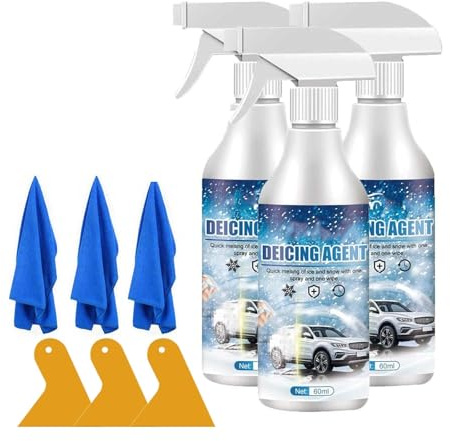 Deicer Spray for Car Windshield, Deicer Spray, Auto Windshield Deicing Spray, De-Icer Spray, Ice Remover Melting Spray Multi-Purpose Melters Winter Car for Fast Removing Snow, Ice and Frost (3PCS)