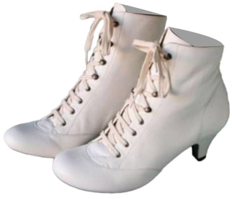 ticticlily Femmes Vintage Bottes Lacets Talon Aiguille Sexy Cuir Chic Et Élégante Gothique Bottes B Blanc 38