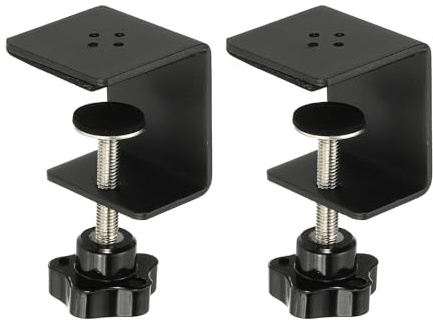 PATIKIL C Clamps, 2 Pcs Heavy Duty Metal Black Desk Clamp Adjustable Mounting Table Clamp with Protective Pad for Fixing Acrylic Glass Plastic Wood, Black