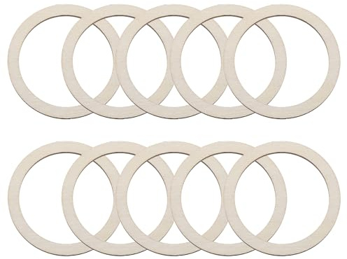 sourcing map Lot de 20 anneaux en bois brut de 5,1 cm - Rond et plat - Ornements en bois pour cadres, projets de bricolage, peinture, décoration d'intérieur