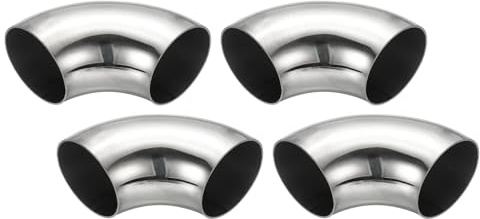 PATIKIL 4 Stück Edelstahl Rohrbogen 90 Grad Bogen, 60mm ID Stahl Auspuffbogen Auspuffrohrverbinder Edelstahlbogen 304 Edelstahl Rohr für Auspuffrohr Treppengeländer Auto HVAC