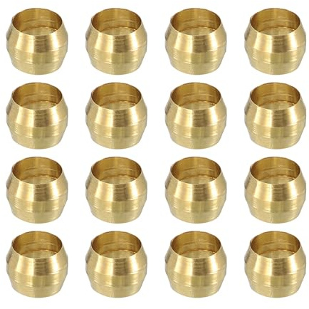 sourcing map 60Pcs Fit for 4mm(3/16) Tube OD Brass Compression Sleeve Ferrules Brass Compression Tube Fitting for Water Oil Air Pipe