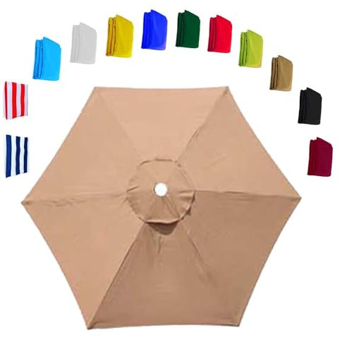 Auvent de rechange pour parasol de terrasse de 3 m en tissu avec 6/8 baleines pour extérieur, piscine, jardin, parasol, durable, imperméable, accessoire d'extérieur