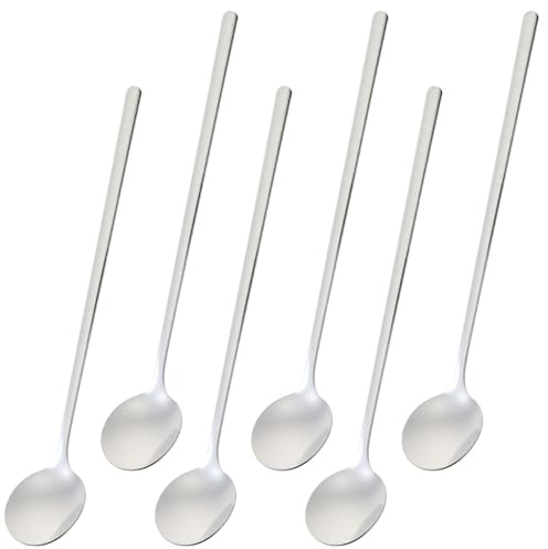 Set di 6 mini cucchiaini da tè in acciaio inox, con manico lungo, cucchiaio da caffè, in acciaio inox 304, lucidante a specchio e lavabile in lavastoviglie, per casa, cucina o ristorante