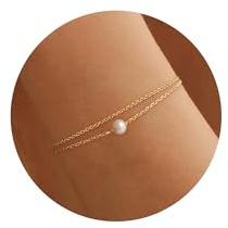 Turandoss Perlenarmband Damen Gold - 14K Vergoldete Gold Mehrreihiges Armband Perlen, Armkette Perlenschmuck Geschenke Schmuck für Mädchen Frauen Freundin Geburtstag Hochzeit Braut Brautjungfern