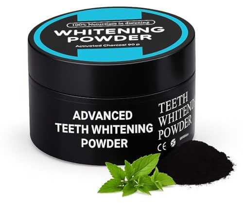 Teeth Whitening Powder – Natural Coconut Activated Charcoal, Enamel-Safe & Gentle – Stain Removal, Tartar & Plaque Control, Mint Fresh Breath – 30g