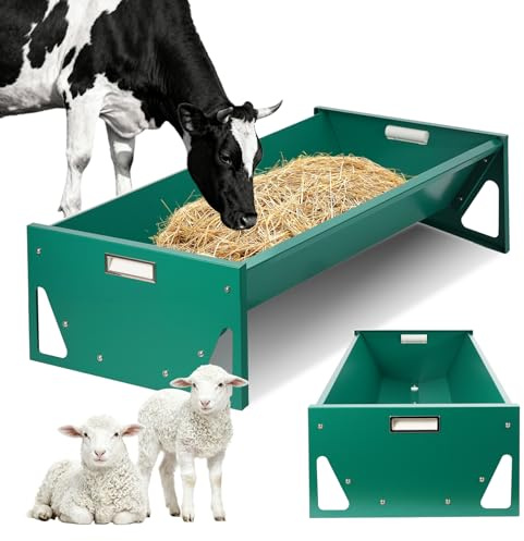 CBKKLHY Goat Feeder Livestock Feeding Trough Horse Trough Livestock Grain & Hay Feeder Heavy Duty Galvanized Steel Sheep Feeding Supplies for Goat Cattle Horse Pig Deer