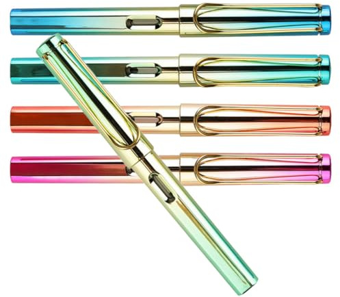 JOINPAYA Lot de 5 Stylos-Plumage pour Calligraphie 038 MM Stylo-Plume Portable en Métal Papeterie Étudiante sans Encre Adapté à L’Écriture L’Apprentissage