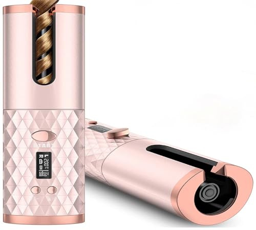 Unbound Cordless Auto Rotating Ceramic Hair Curler USB Rechargeable Automatic Curling Iron LED Display Temperature
