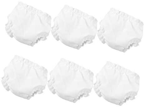 HEALSOPTHY Lot de 6 Culottes Blanches pour Poupées 25 Cm, sous-vêtements Réutilisables en Tissu Doux, Accessoires pour Habiller Poupée, Jeu D’Imitation et Éveil des Garçon et Filles