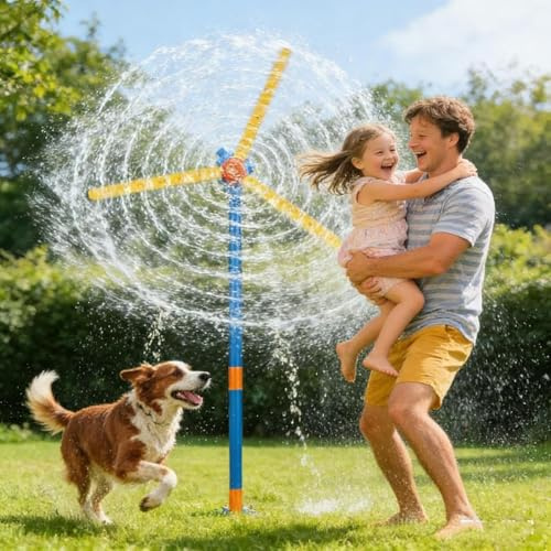 Water Windmill, 2026 Upgrade Windmill Water Sprinkler for Kids, 360° Sprinkler Toy, Dog Sprinkler, A Fun Summer Gift for Boys, Girls, Dogs and Outdoor Backyard Games and Garden Watering