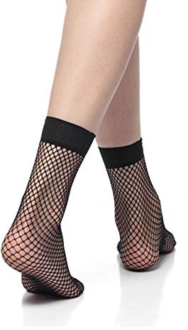 4 Paar Damen Fischnetz Söckchen Netz Socken Netzstrümpfe ,Schwarz,Einheitsgröße